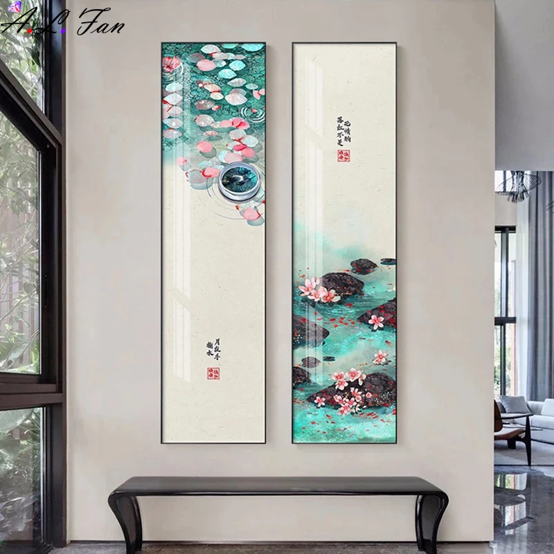 Vintage Plant Flower Lotus Canvas Painting Japanese Style Landscape Art Poster Print for Living Room Hotel Wall Pictures |