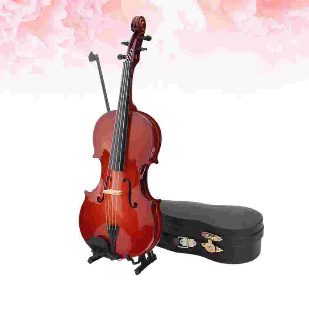 

Мини-модель музыкального инструмента скрипка поделки настольное украшение фотография Реквизит коричневый (10 см)