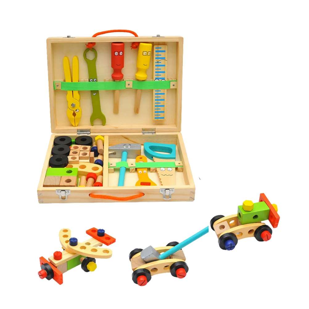 

1Set Children Simulation Repair Tools Portable Toolbox Pretend Play Repair Tools Kit Wood Maintenance Tools Educational