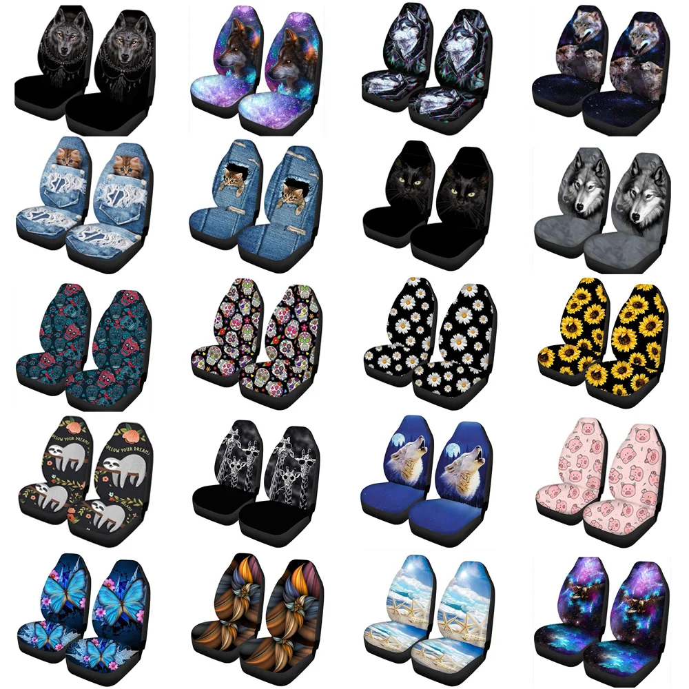 

2pcs Universal Car Front Seat Cover Interior Washable Seat Case Polyester Driver Seat Protector Covers Anti-dirty Seats Mat