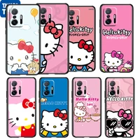 lovely anime hello kitty for xiaomi 11 11t 10t note 10 mi 9t ultra pro lite 5g funda silicone black phone case coque capa cover