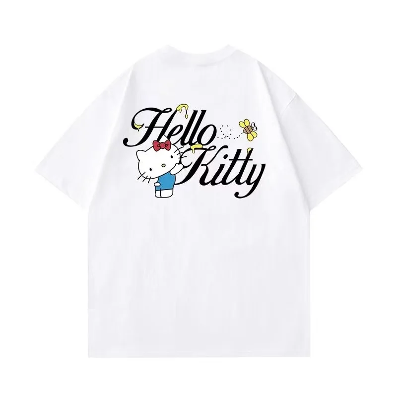

Hello Kitty Kawaii Nurse Uniform Scrubs Tops Womens Cartoon Print Short Sleeve Pocket Overalls Uniforms Medical Nursing Blouse