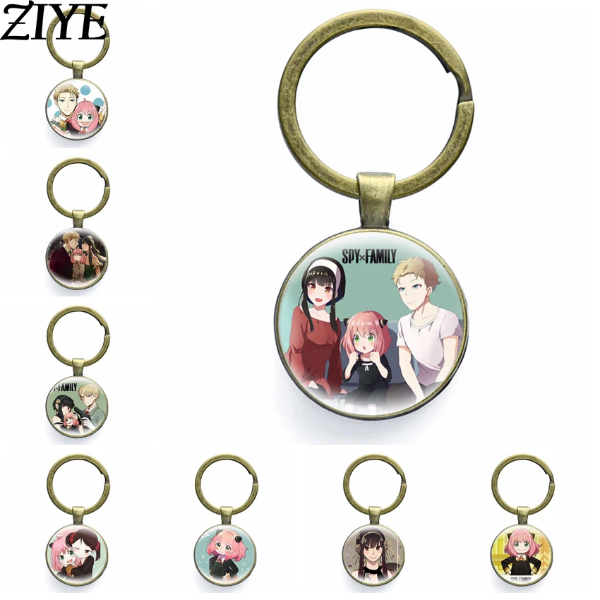

Anime SPY×FAMILY KeychainCute Figures Twilight Yor Forger Anya Forger Charm Glass Cabochon Pendant Keyring Bag Accessories Gifts