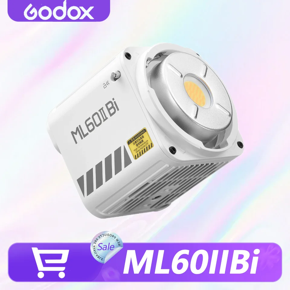 Фото Светодиодный видеосвет Godox ML60II Bi 70W Bi-Color 2800-6500K CRI96 TLCI97 с 11 эффектами и управлением через приложение для видеоблогов и студийной фотографии №1