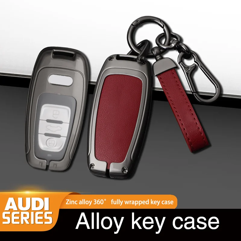 

Fashion Metal Leather Car Remote Key Case Cover Shell For Audi A1 A3 A4 A5 A6 A7 A8 Quattro Q3 Q5 Q7 2009-2015 Accessories