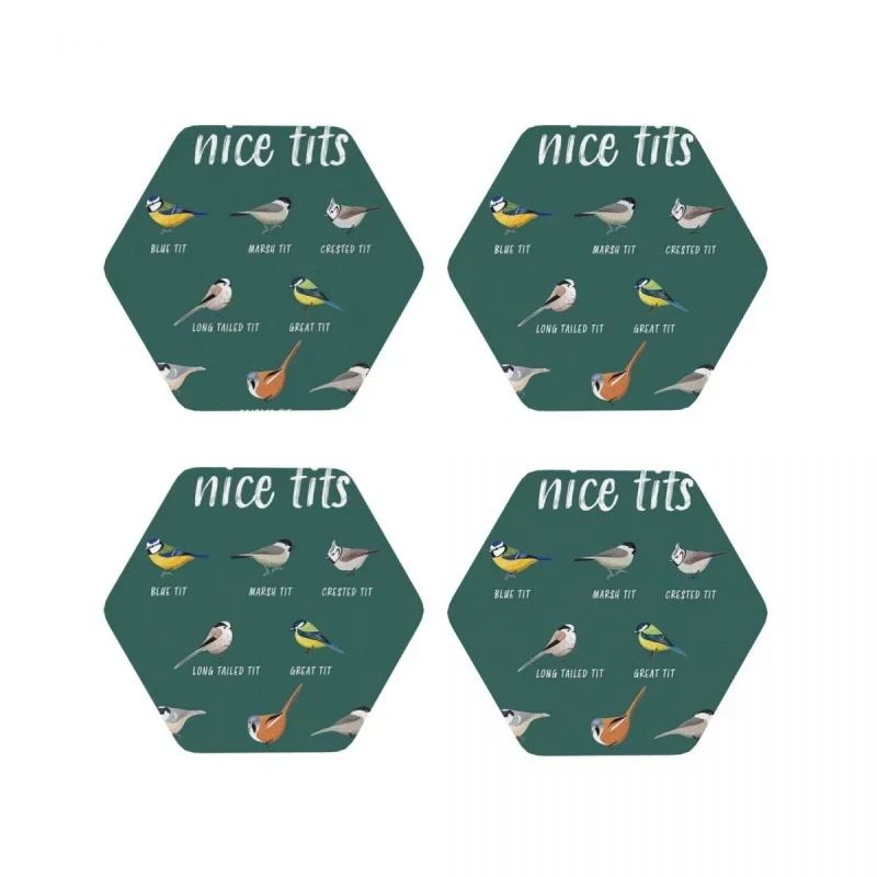 

Nice Tits Funny Bird Watching Gift Coasters Baking Mat Decoration For Table Utensils For Kitchen Placemats Napkins Coffee Mat