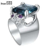 dreamcarnival1989 fabulous big zircon rings for women pink blue colors gothic jewelry girl street fashion dating gift wa11708s