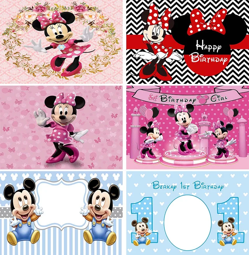 

Mickey Minnie Mouse Backdrop Party Supplies Photography Backdrop 1st 2nd 3rd Birthday Background Princess Girls Boys Decoration