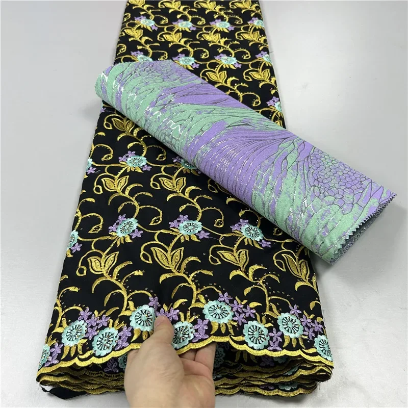 5 ярдов тяжелая вышивка бисером африканская 100% хлопчатобумажная ткань с