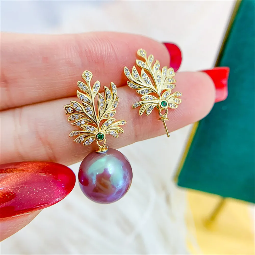 

Жемчужные аксессуары «сделай сам» для гвоздей, украшение из стерлингового серебра 925 пробы, пустые женские бусины размером 9-14 мм