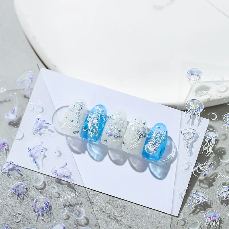 

New Craft 5d Jellyfish Nail Art Stickers High Quality Ultra-thin Self-adhesive Three-dimensional Stickers Nail Art Decorations
