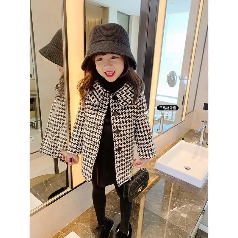 

Fashion Winter Grid Jacket For Girls Warm Thick Child Clothes 8 Year Old Girl Ceketler Kids Woolen Coat Children Outerwear
