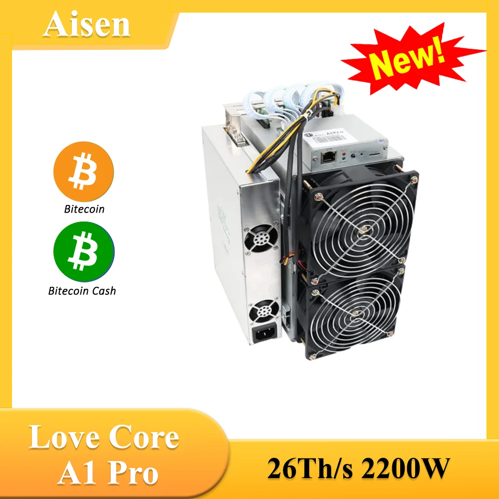 

New Aisen A1Pro 26Th/s Bitcoin Mining Machine AIXIN A1 Pro Love Core A1 From Bitmain Asic Miner With Power Supply