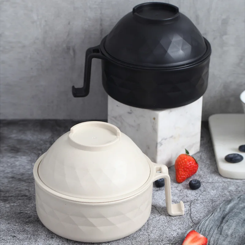 

Новая Большая миска для лапши быстрого приготовления, миска из бамбукового волокна для сухой лапши, посуда с крышкой, набор из шести предмет...