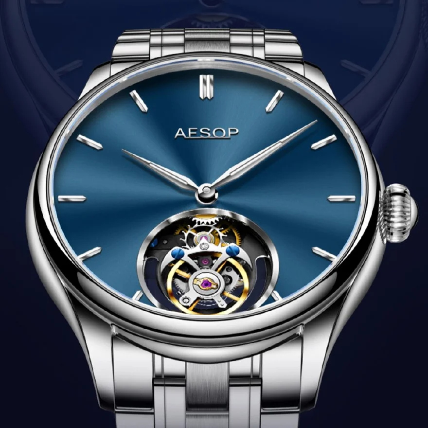 

AESOP 100% Off-axis Tourbillon Mechanical Skeleton Watch for Men Mechanical Wristwatches Clock Man Skeleton Sapphire Waterproof
