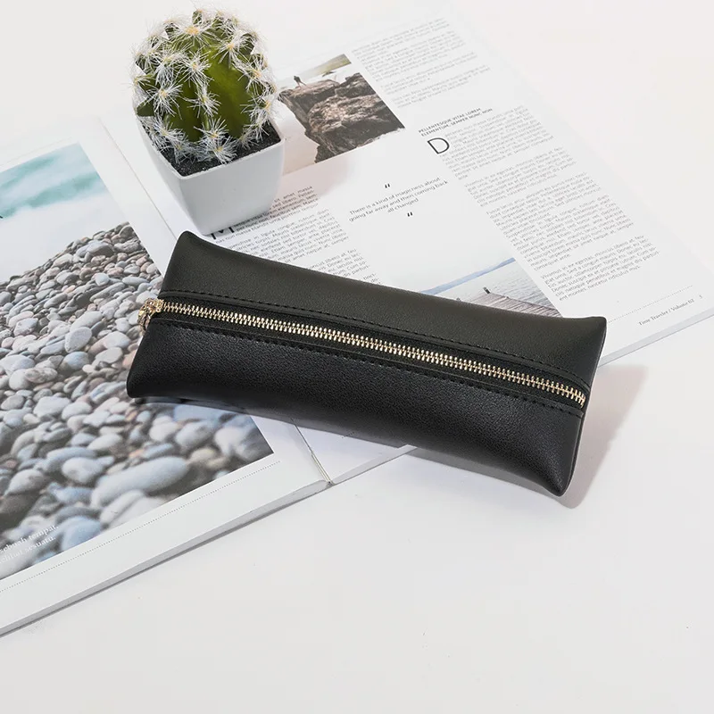 

Korean style Pencil Bag Student Large Capacity Pen Case Kawaii Stationery PU Leather Zipper Pencil Pouch School Supplies