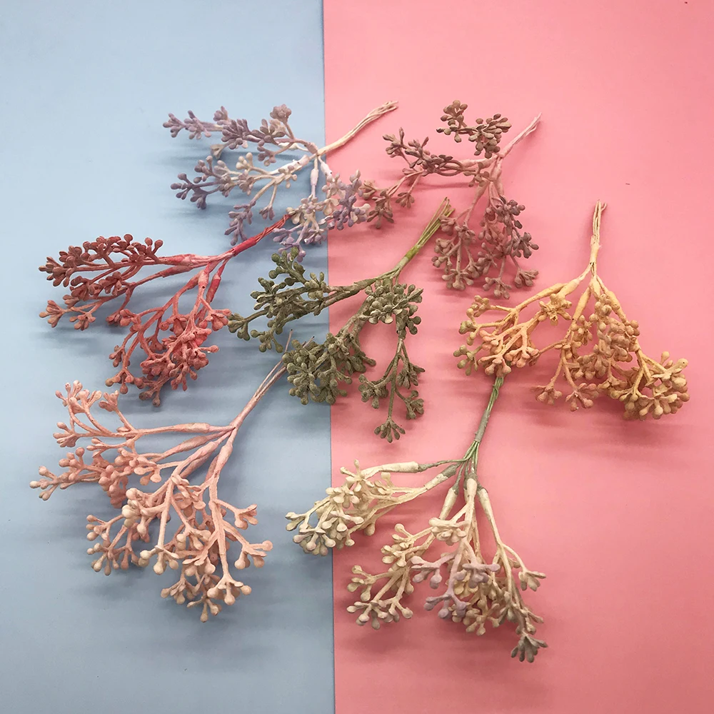 

6pcs Artificial Plants Fake Grass Artificial Flowers for Home garland DIY Scrapbooking Wedding Christmas Handcraft Accessories