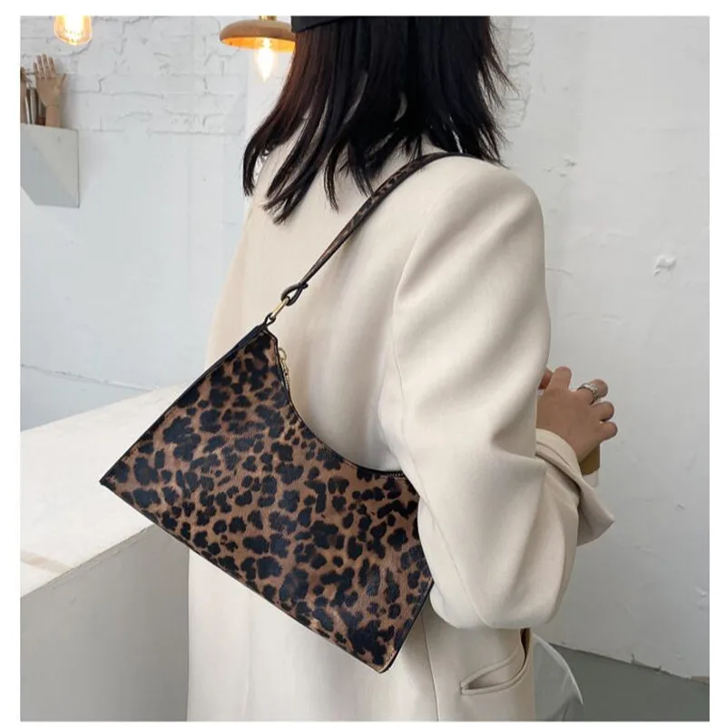 PU Leather Crossbody Underarm Shoulder Bags for Women Print Armpit Fashion Simple Handbag Stripe Printed Ladies Bag