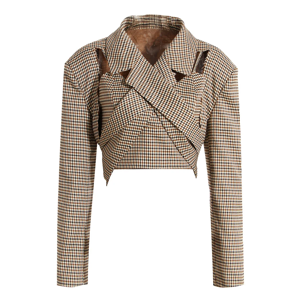 

SuperAen Women's New Autumn 2022 Plaid Rough Edge Vest Short Blazer Two-piece Jacket Women