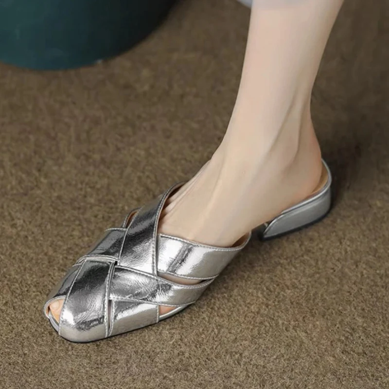 

Designer Chunky Sandals Women Fashion Mules Shoes New Trend Casual Slingback Slippers 2023 Summer Dress Flip-flops Women Slides