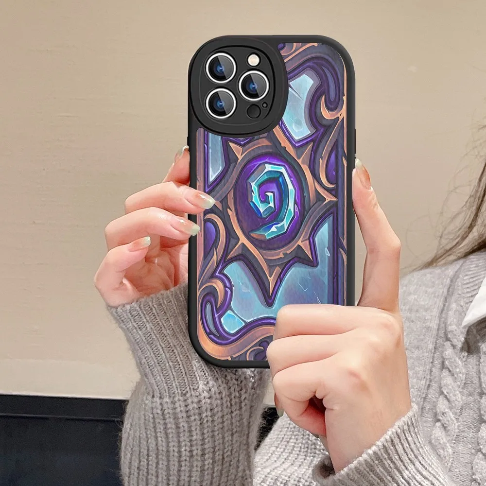 H-Hearthstone Card Backs Phone Case Hard Leather For IPhone 16 15 14 13 12 Mini 11 Pro Max Xs X Xr 7 8 Plus Fundas