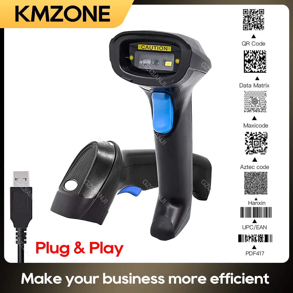 

1D&2D Supermarket Handheld Barcode QRCode Scanner Reader PDF417 2.4G Wireless Wired USB Platform