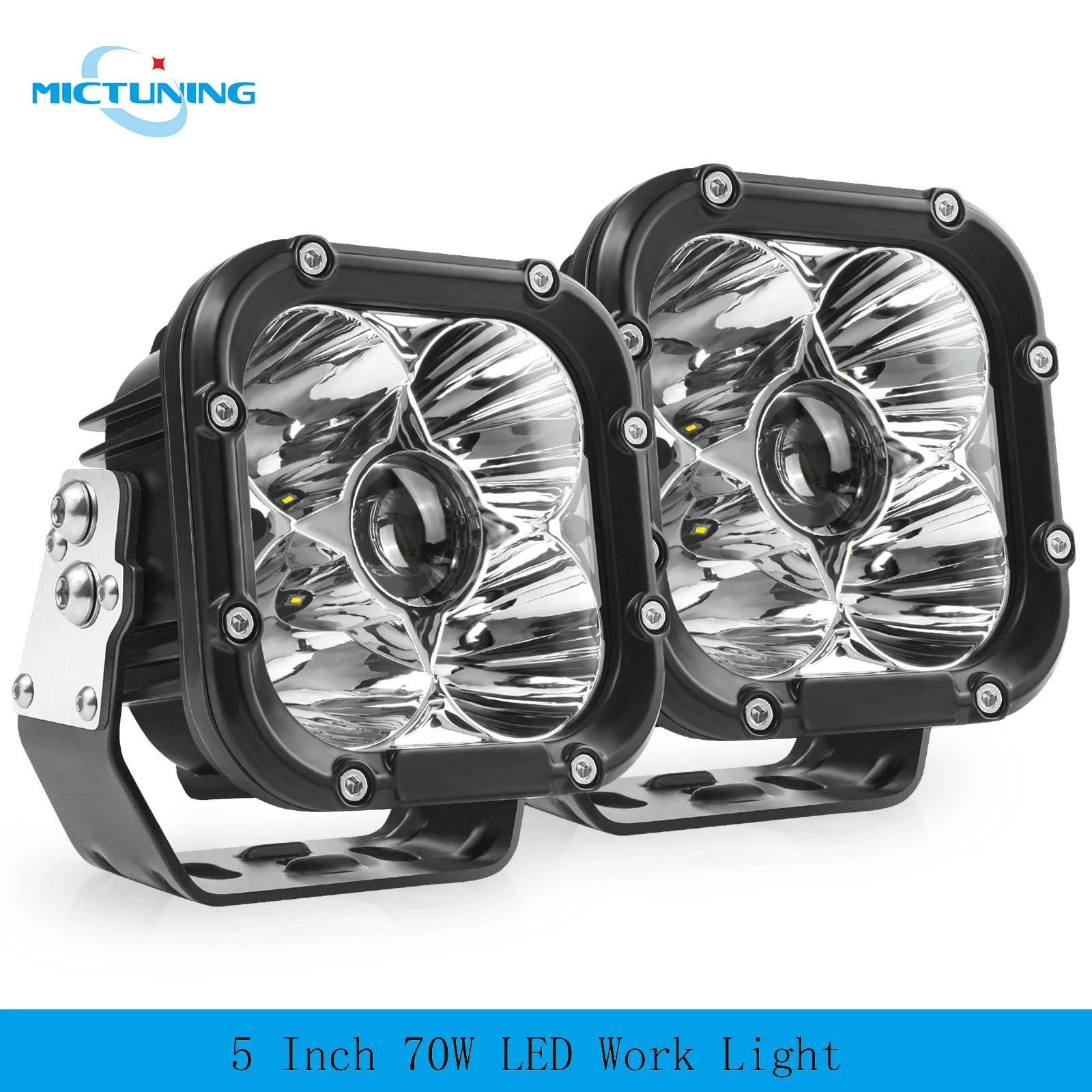 

MICTUNING LED Pods Light, 5 Inch 70W LED Work Light Off Road Driving Lights IP67 Waterproof for Trucks ATV UTV SUV Car Boat