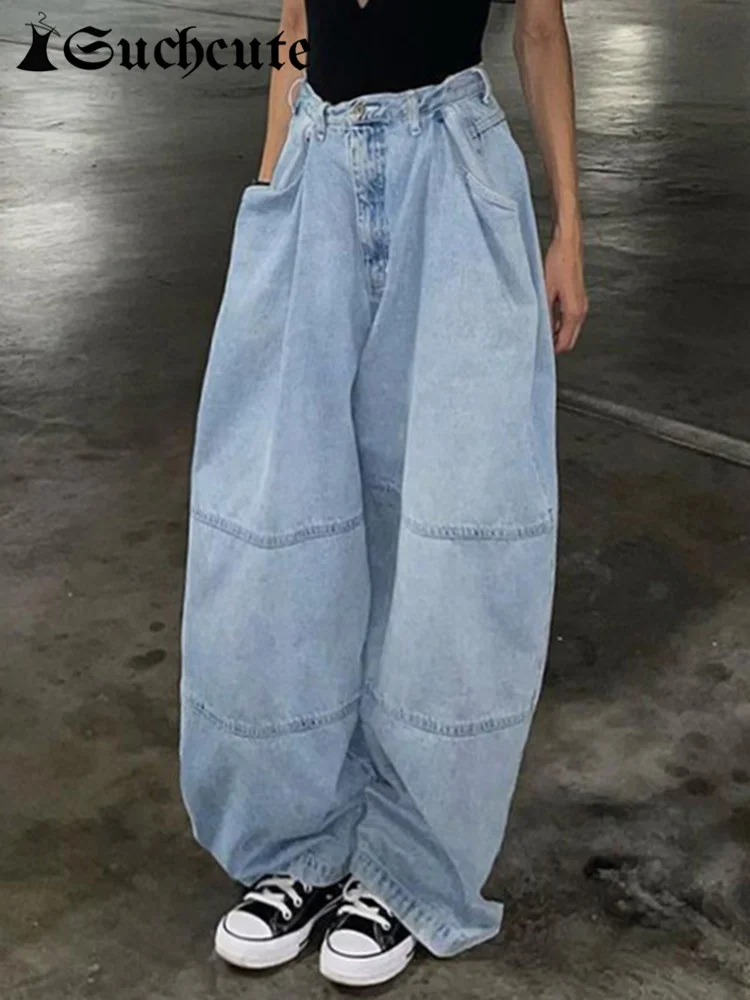 

Однотонные женские джинсы Harajuku с широкими штанинами и низкой талией, повседневные модные корейские джинсовые брюки, уличная одежда, мешковатые прямые брюки 2000s