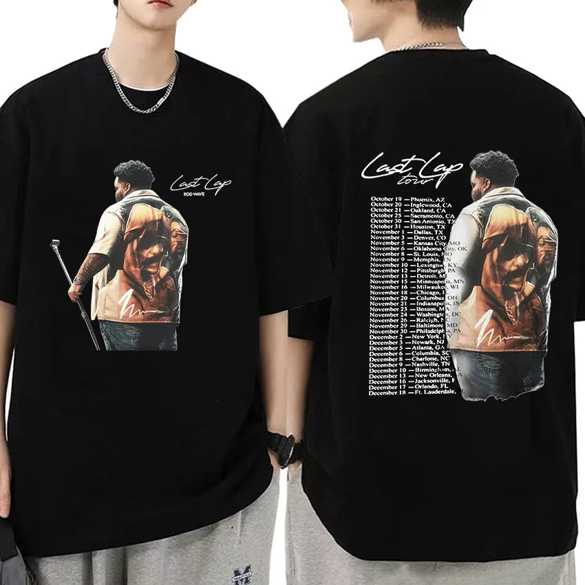 Rapper Rod Wave Last Lap Tour 2024 New T Shirts Men Retro High Quality Fashion T-shirt Hip Hop Oversized Cotton Tshirt Streetwea