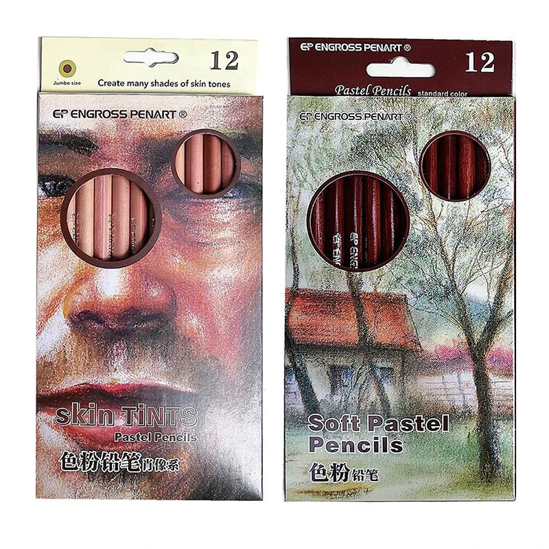 

12 Pcs/Set Creative Colored Pencils Professional Wood Soft Pastel Pencils