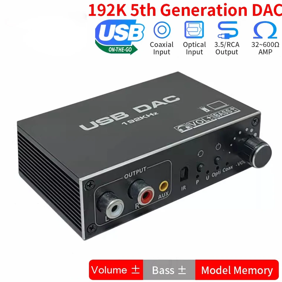192 кГц HiFi аудио-декодер DAC дистанционное управление TV оптический коаксиальный USB OTG усилитель для наушников адаптер