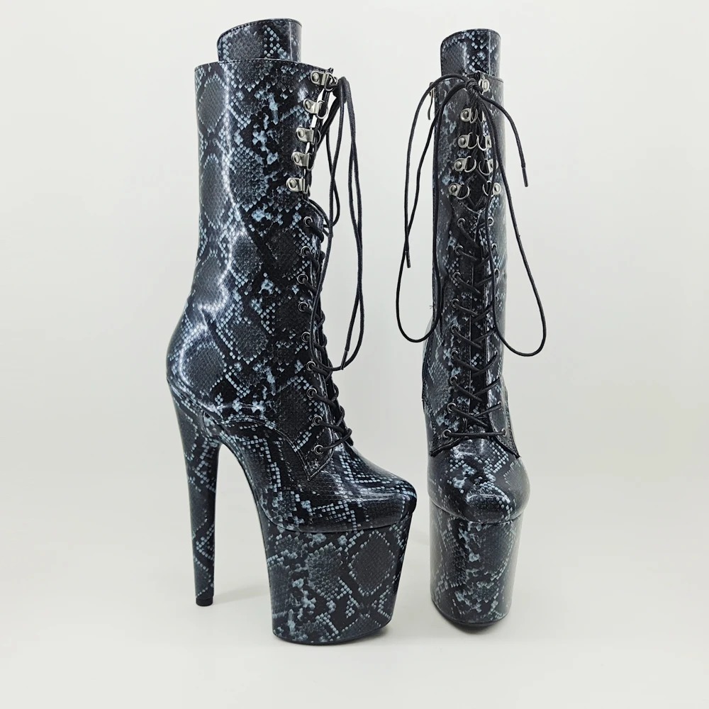 Leecabe Snake PU 20CM/8inches Pole dancing shoes High Heel platform Boots closed toe Pole Dance booties