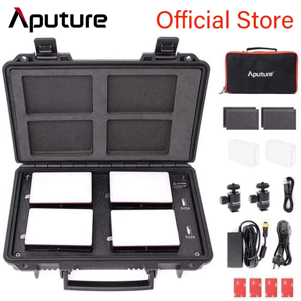 Aputure AL светильник MC 4 Travel Kit фотостудия Mini LED освещение RGBWW 3200K-6500K HSI цветовое