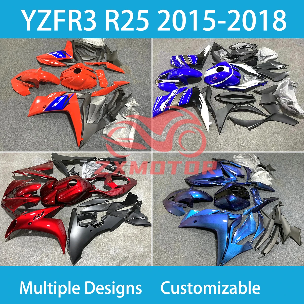 Для YAMAHA YZF R3 R25 2015 2016 2017 2018 Комплект обтекателей для впрыска YZFR3 15 16 17 18 обтекателя