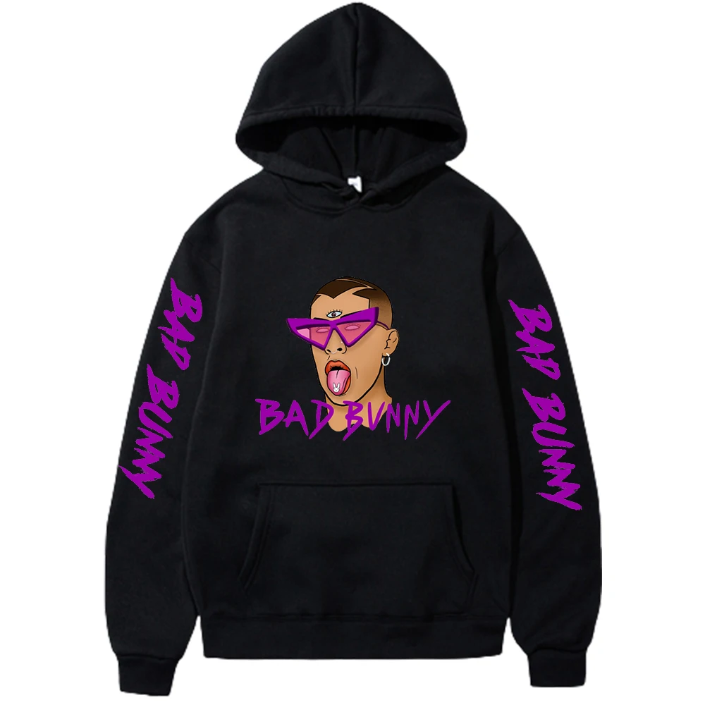 

2023 Hot Selling Bad Bunny Rope Music Rapper 2D Printed Hoodie Men's Spring and Autumn Character Plus Size Pullover
