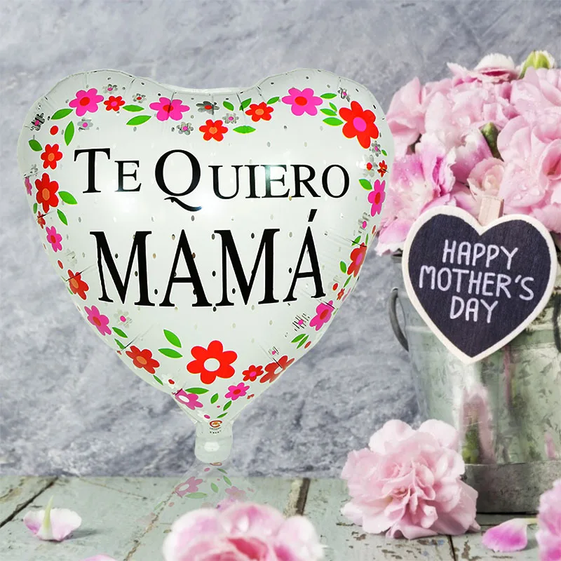 

5Pcs 18inch Spanish Mother Foil Balloons Te Quiero Mama Balloon Heart Shaped Gifts For Mother's Day Adult Birthday Decoration
