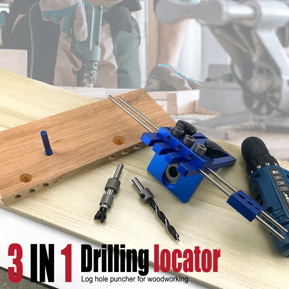 3 In 1 Doweling Jig 6/8/10mm Wood Drilling Guide Locator Adjustable Dowel Jig Kit for Furniture Fast Connecting Position Tools