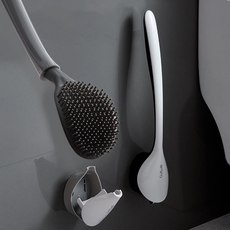 

Настенная силиконовая щетка из термопластичной резины, щетка для унитаза без мертвых углов, очистка, Креативные аксессуары для ванной комн...