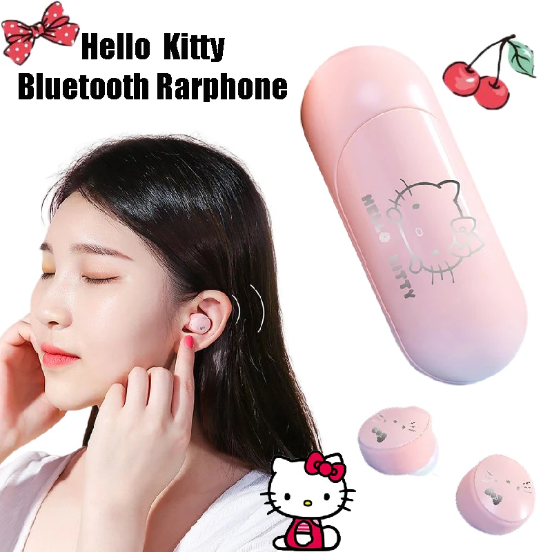 

Kawaii Sanrio, Hello Kitty Capsule Bluetooth-гарнитура аниме Bluetooth 5,0 Беспроводные спортивные наушники с шумоподавлением подарки для девушек