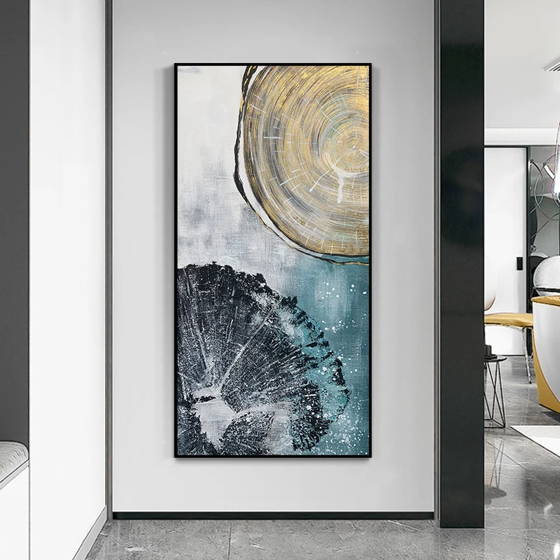 

Annual Ring Lucky Stone Black And White Grey 100% Hand Painted Oil Painting Wall Art For Home Living Room Handmade Restaurant