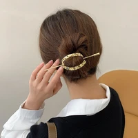 2022 fashion geometric hair stick for women hollow hair clip korea gold silver color hairstyle hairpin girl ponytail accessories