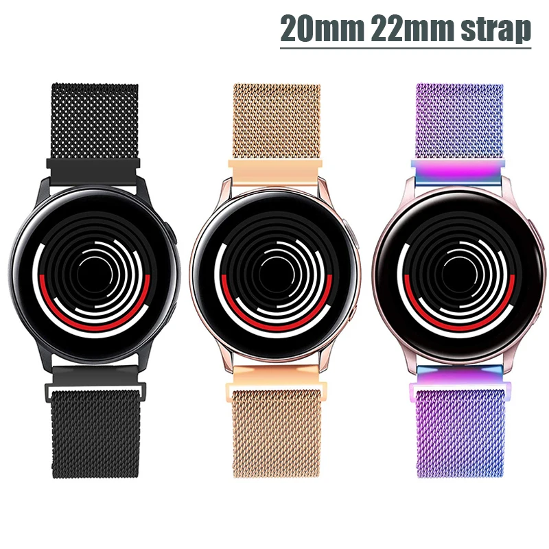 

20mm 22mm strap For Samsung Galaxy watch 4/classic/46mm/42mm/Active 2 Gear S3 Frontier Magnetic bracelet Huawei GT/2/3/Pro band