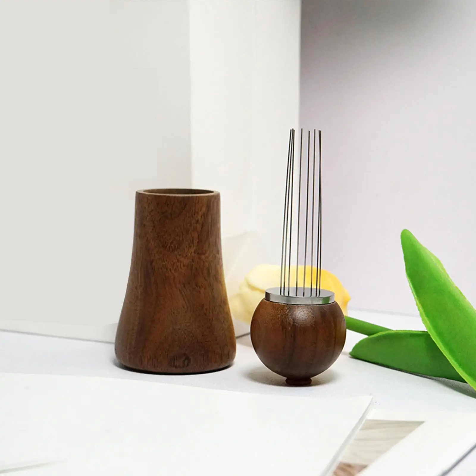 

Дистрибьютор для темпера кофе, сменная ручная мешалка для эспрессо, легко чистится, ручка из натурального дерева и основание