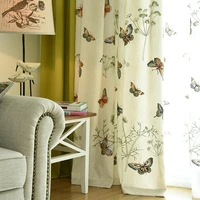 2022 new style high end embroidered curtains for living room bedroom butterfly love flower cloth pastoral country window curtain