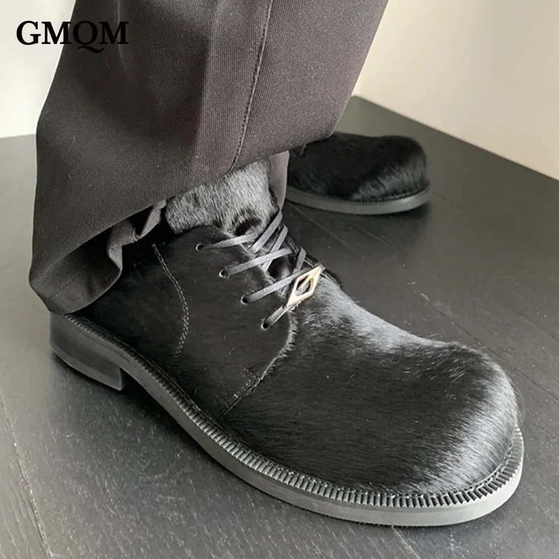 Модные женские лоферы GMQM на толстой подошве повседневная обувь из натуральной