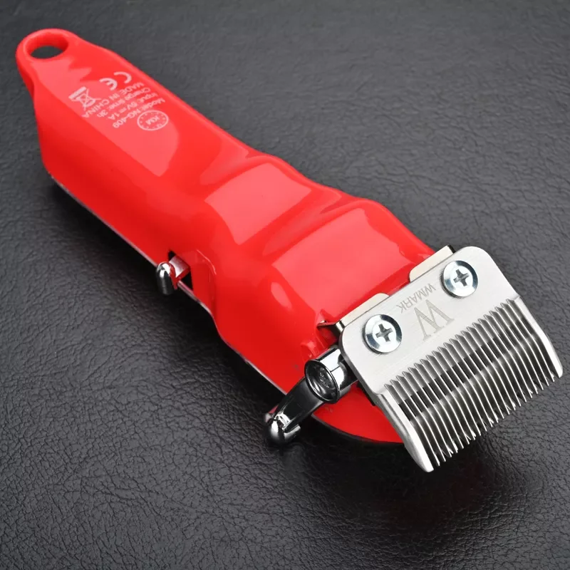 

NEW2023 WMARK NG-409 red color Transparent Style Professional Rechargeable Clipper Cord & cordless Hair Trimmer with taper b