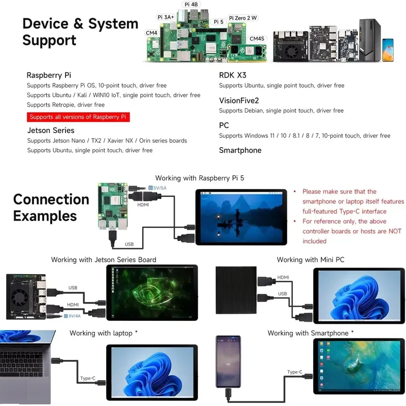 Фото для Aismartlink Waveshare 7-дюймовый емкостный сенсорный дисплей с разрешением 1280x800 для Raspberry Pi 5 3B Zero 2W Pico с высоким разрешением IPS №5