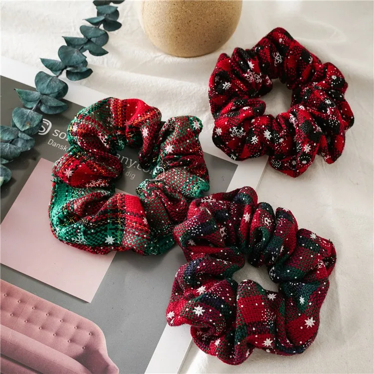 

Colorful Christmas Plaid Pattern Hair Rope Women's Elastic Handmade Ponytail Holder Hair Ties Sweet Scrunchies Hair Accessories