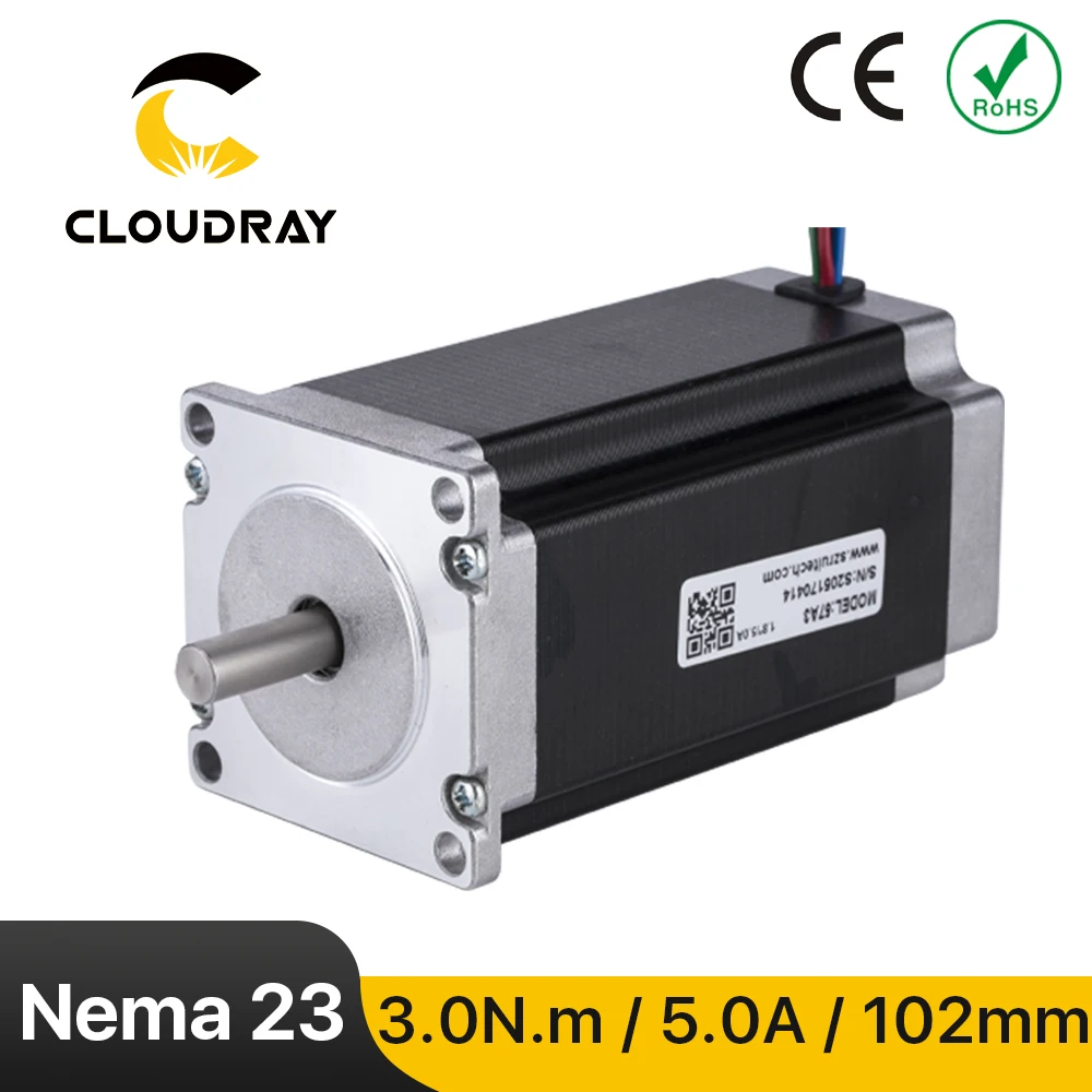 Шаговый электродвигатель Cloudray Nema23, 57 мм, 2 фазы, 300 см, 5 А, 4-проводной кабель для 3D-принтера, гравировально-фрезерного станка с ЧПУ