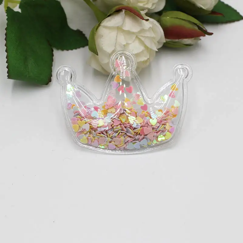 5 шт./лот прозрачные Аппликации из ПВХ в форме короны со свободными блестками